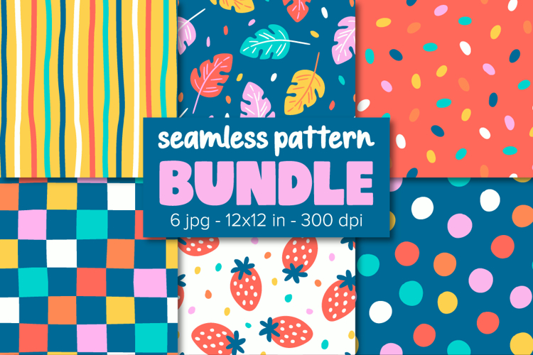 Summer Digital Papers, Colorful Patterns