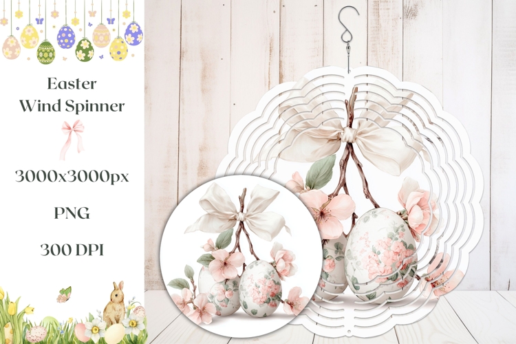 Easter Wind Spinner Print, Floral Eggs Wind Spinner Template