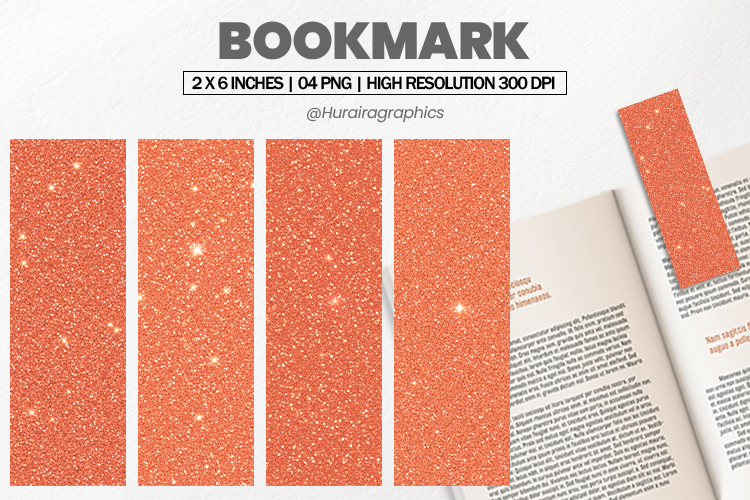 Peach Glitter Bookmarks PNG, Bookmark Sublimation