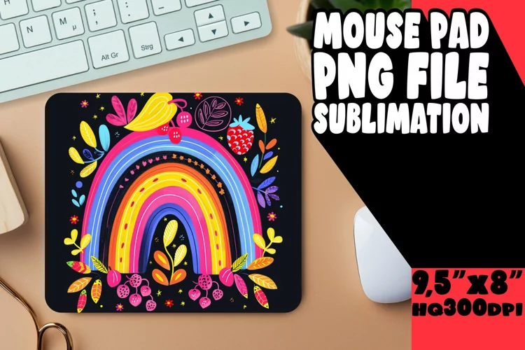 Noir Prism Elegance: Sublimation Mouse Pad Art on Black