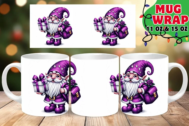 Festive Gnome Radiance 11oz 15oz Mug Wrap