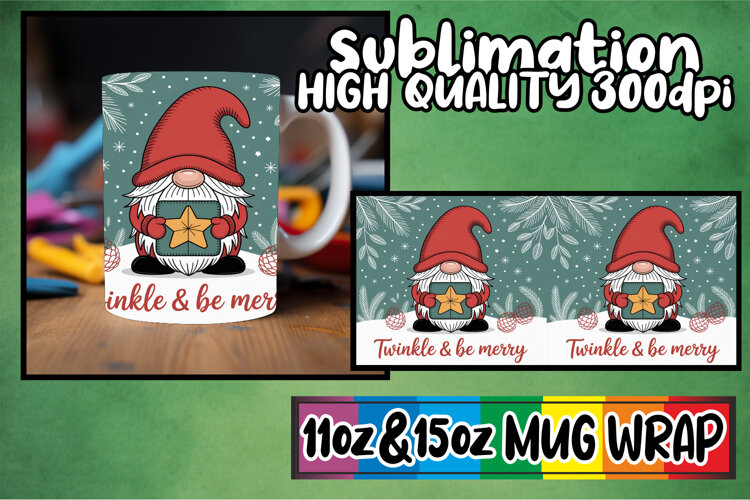 Happy journeys 11oz 15oz sublimation wrap, Holiday Gnome example image 1