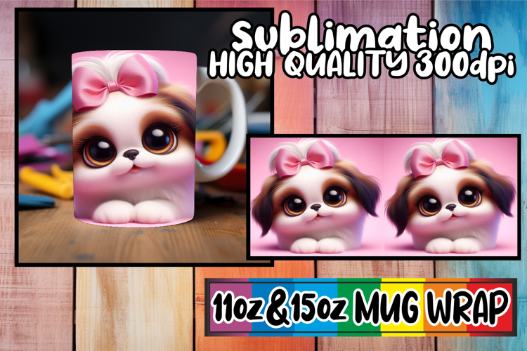 Dreamy nights sublimation mug wrap, 3D Dog