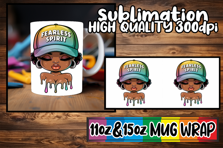 Cheerful smiles 11oz 15oz sublimation wrap, Black Woman