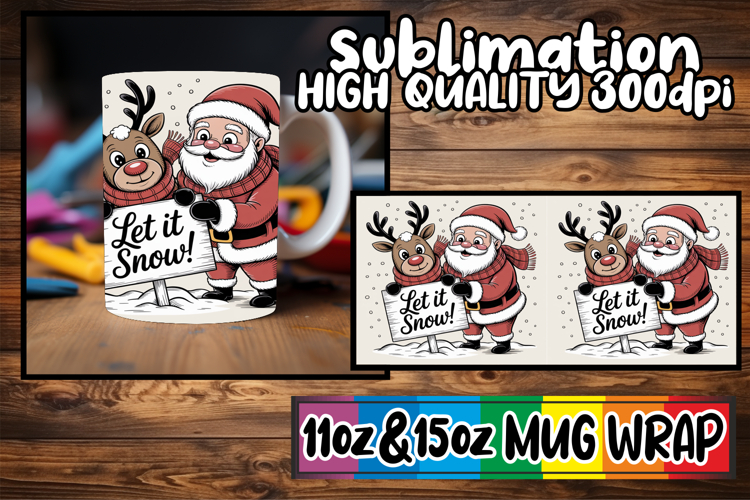 Cozy smiles 11oz 15oz sublimation wrap, Funny Santa