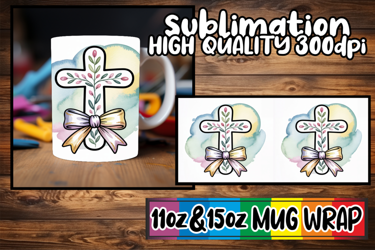 Colorful vibes sublimation print wrap, Cross and Bow