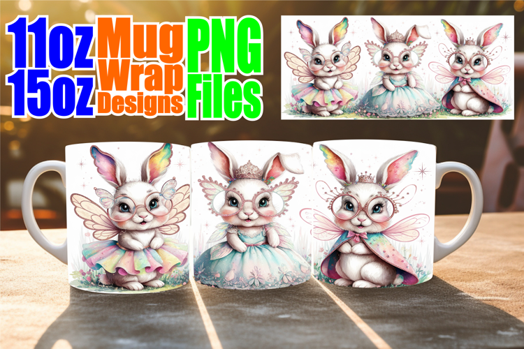 Bright smiles 11oz 15oz sublimation wrap, Easter Bunny