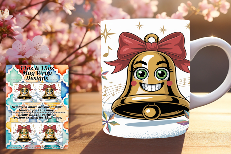 Creative 11oz Mug Wrap Png Design , Cute Christmas