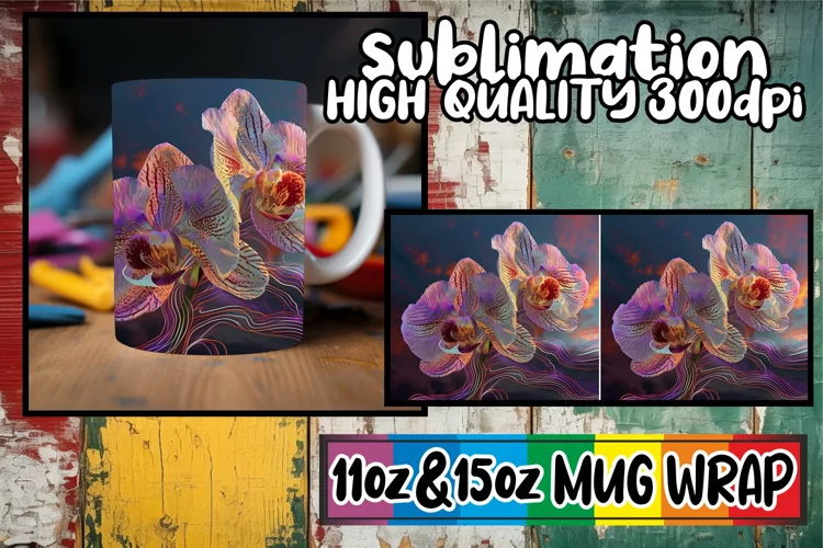 Retro Blossoms: Spring Mug Wrap SublimatioVintage Floral Fan