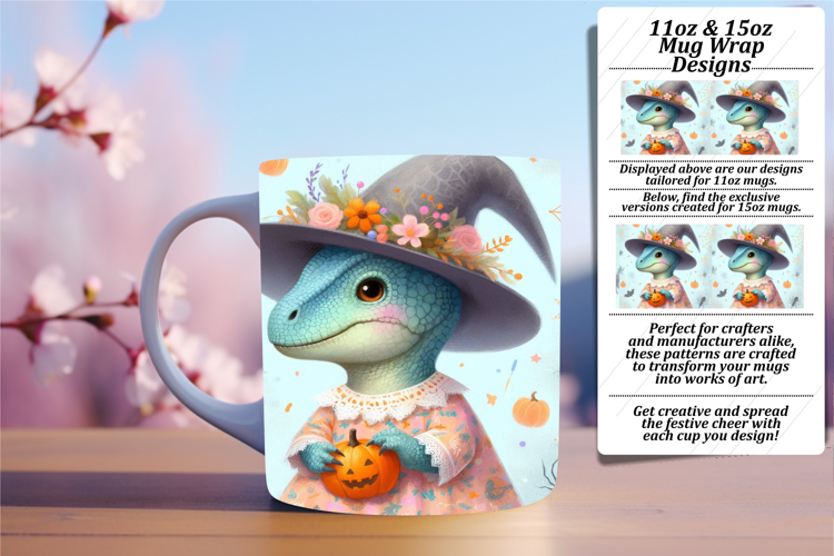 Stunning 11oz Mug Wrap Png Template , Halloween Dino