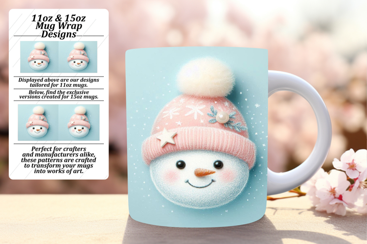 Lovely 11oz Mug Wrap Png Template , Snowman