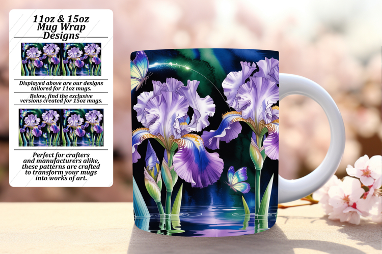 Vibrant 15oz Mug Wrap Png Template , Flowers