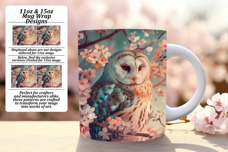 Birdy Delight Owl Sublimation Mug Wrap
