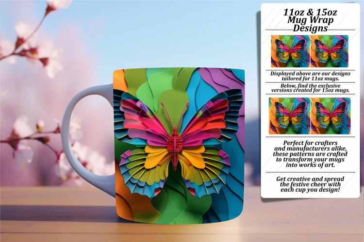 Dynamic Springtime Delight: 3D Mug Wrap