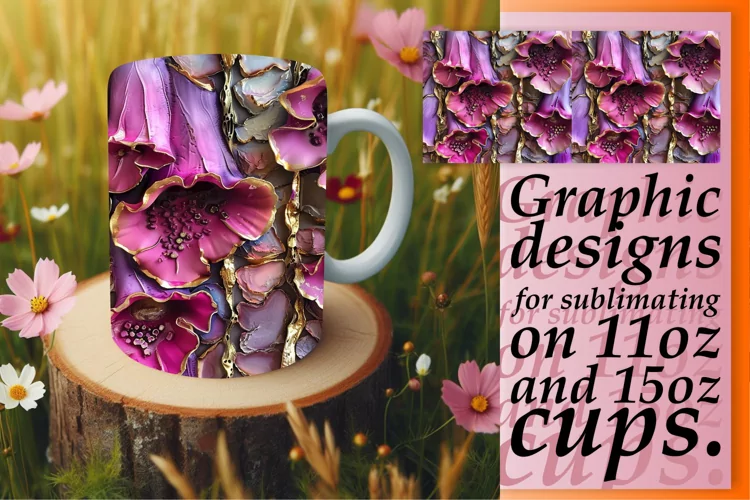 Glittery 3D Blossom Beauty Mug Wrap: Sublimation - 11oz/15oz