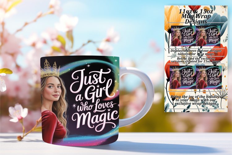 Inspiring 11oz Mug Wrap Png Design , Just A Girl