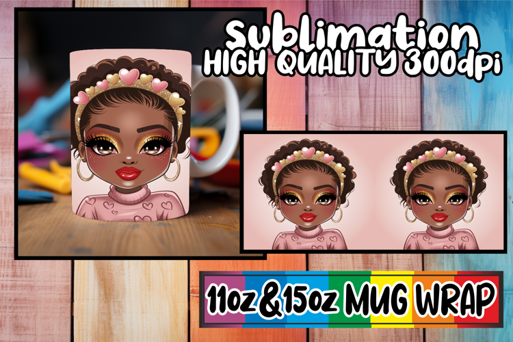 Sweet nostalgia 11oz 15oz mug wrap, Afro Girl