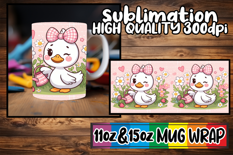 Serene evenings sublimation mug wrap, Cute Goose