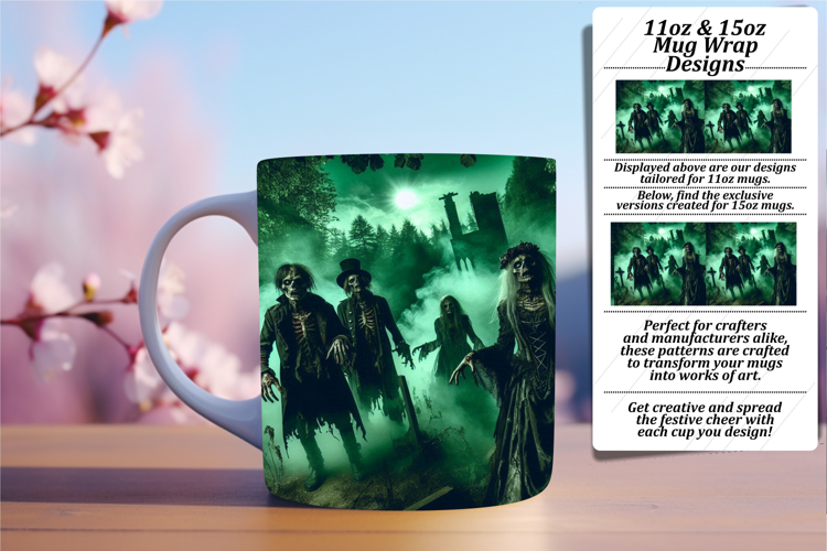 Unique 15oz Mug Wrap Png Design , Horror Halloween