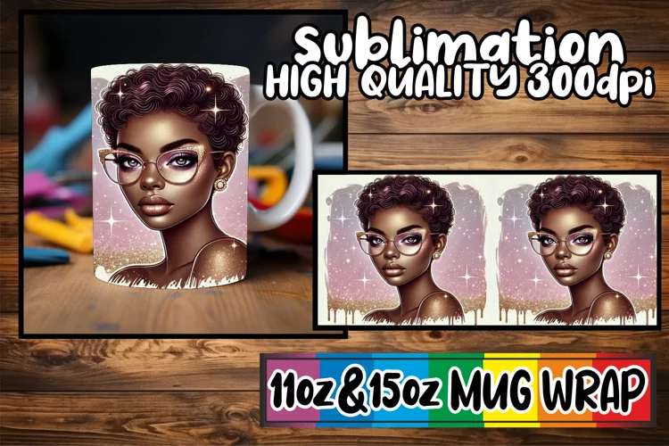 Unique sunsets 11oz 15oz sublimation wrap, Afro Girl