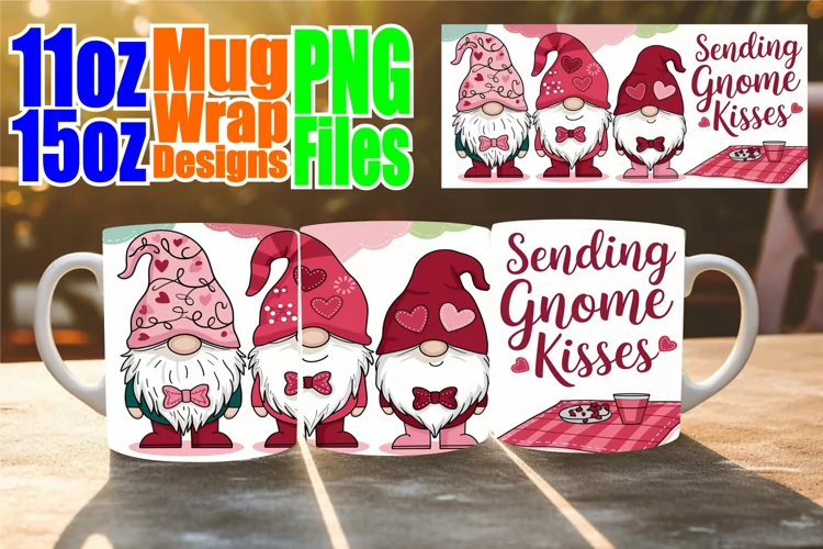 Playful mornings 11oz 15oz sublimation wrap, Love Gnome