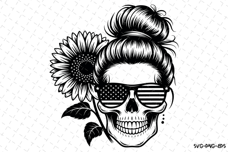 USA Messy Bun svg | 4th of july Svg | Svg Cut Files