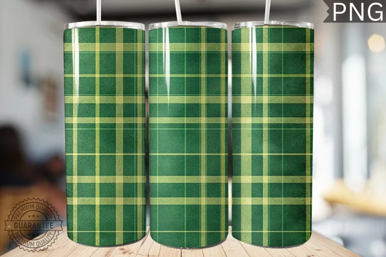 Green Plaid Tumbler Wrap - High Quality 300 Dpi