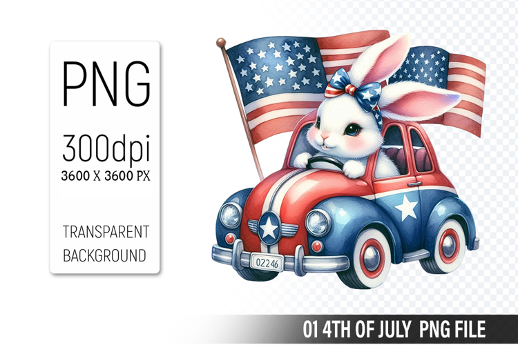 4th Of July Bunny Sublimation Clipart PNG Design