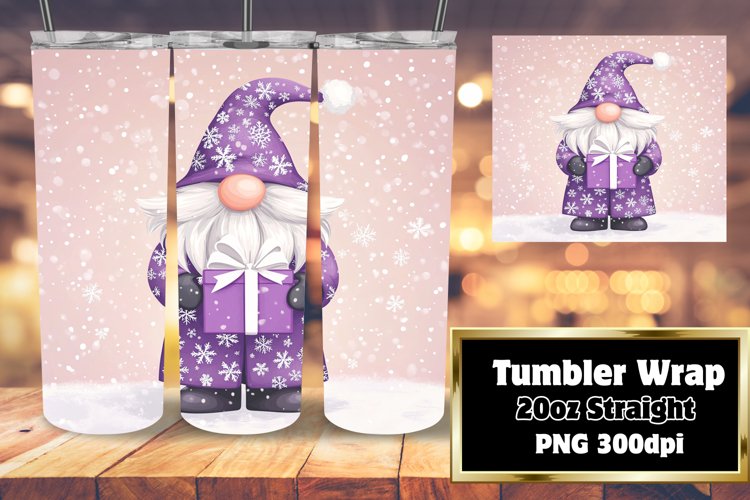 Watercolor Christmas Gnome Wrap for 20oz Tumblers