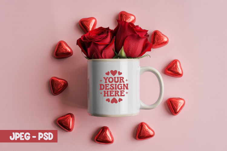 Valentine Cozy Mug PSD JPEG Mockup