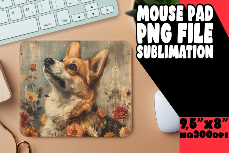 Wooden Texture Puppy Mouse Pad