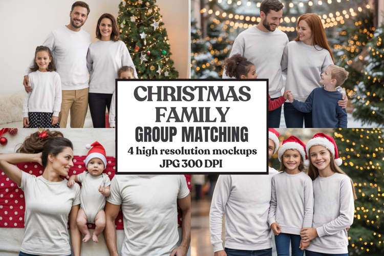 Christmas Family Matching T-Shirt Mockups | Holiday Group
