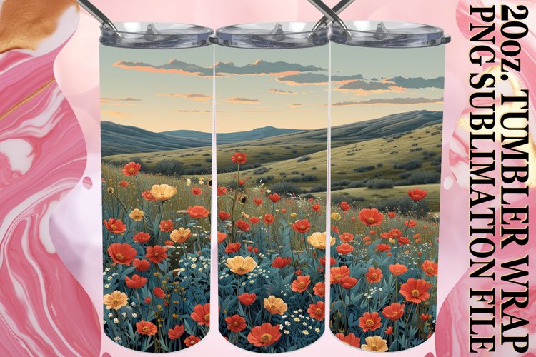 Charming Flower Pattern Tumbler Sublimation example image 1