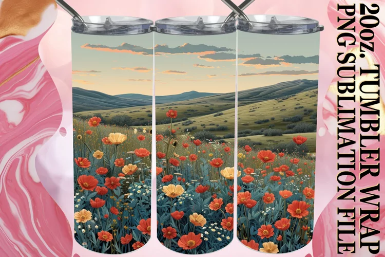 Charming Flower Pattern Tumbler Sublimation
