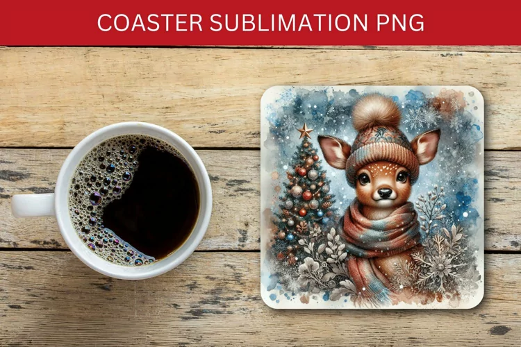 square coaster - christmas reindeers