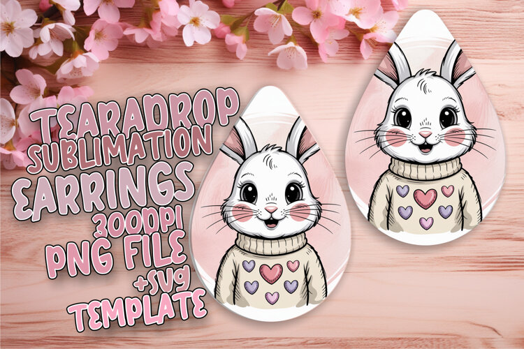 Fresh Teardrop Earrings Artwork PNG , Valenines Animals example image 1