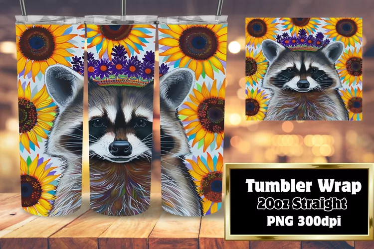 Raccoon & Flowers Sublimation Wrap for Tumblers