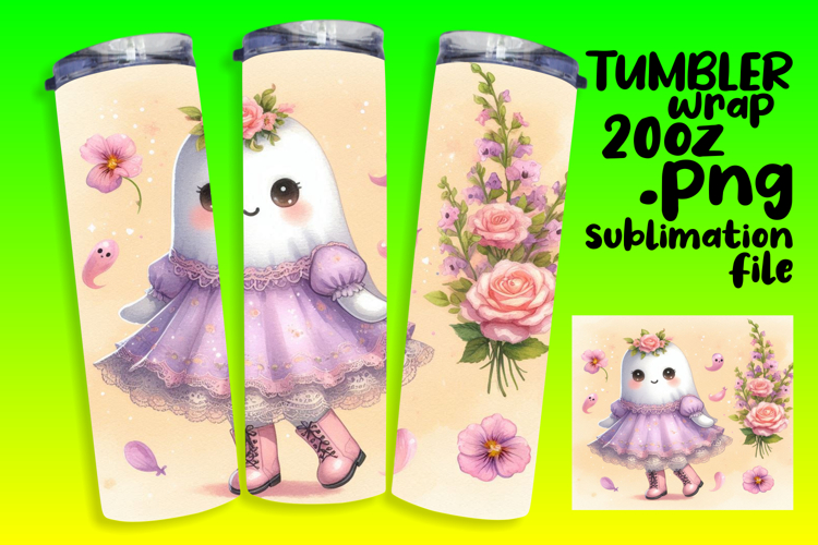 Amazing 20oz Tumbler Wrap Download , Cute Ghost