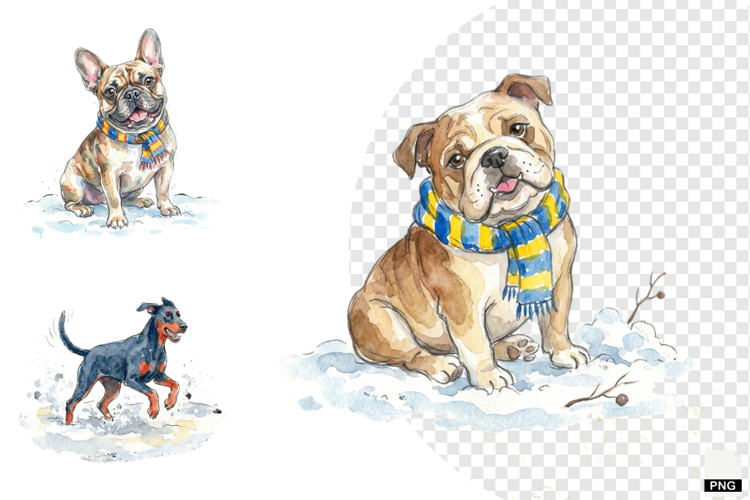 Winter Dog Playing PNG