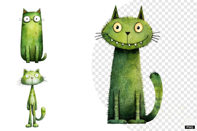 Green Zombie Cat Clipart