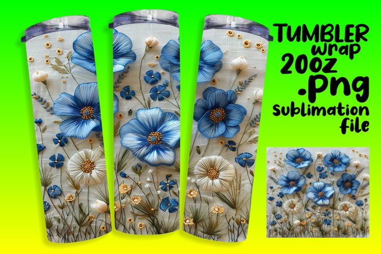 Embroidered Flower Pattern Tumbler Wrap - Spring Blossoms