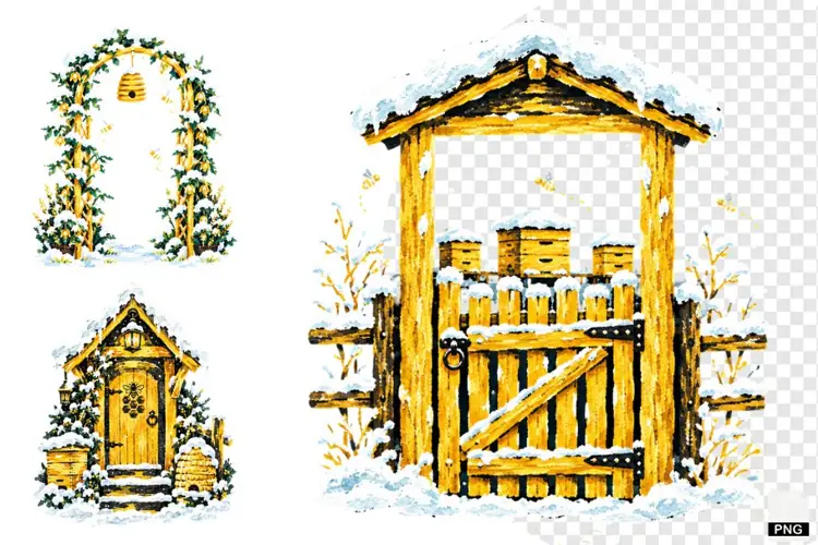 Winter Bees Garden Clipart