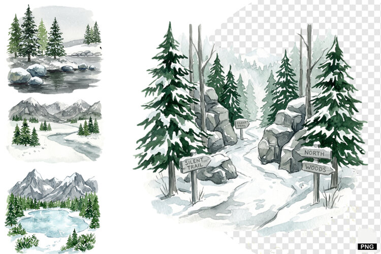Winter Nature Escape Clipart example image 1