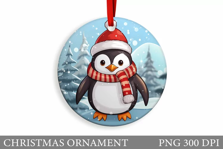Cute Penguin Christmas Ornament. Cute Penguin Sublimation