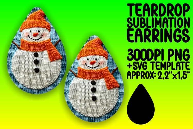 Playful Teardrop Earrings PNG for DIY , Snowman