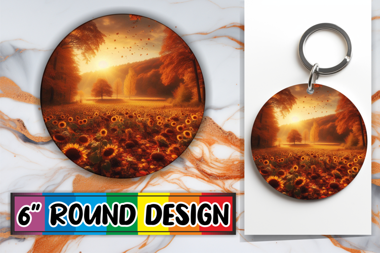 Cheerful Car Coaster Circle Style, Autumn
