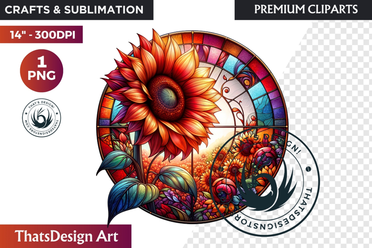 Autumn Thanksgiving Stained Glass PNG, Fall Pumpkin clipart example image 1