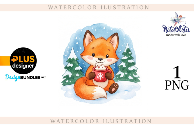Illustration of a cute Christmas fox
