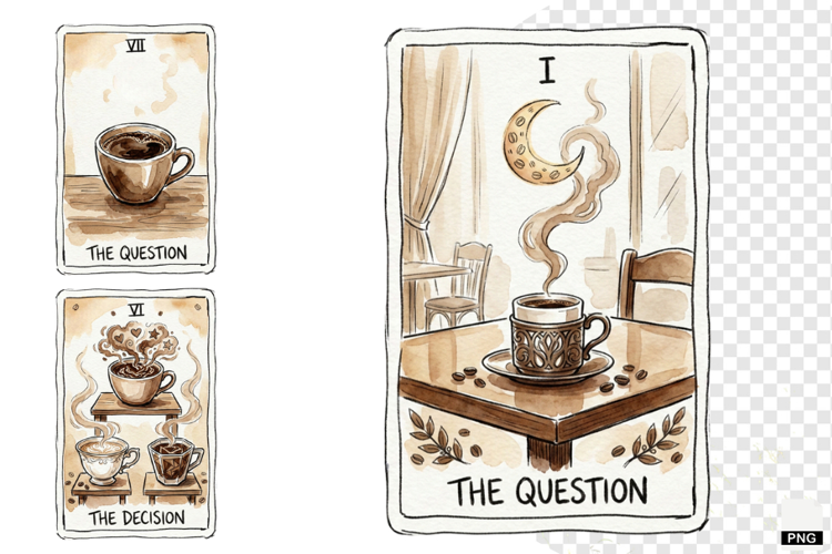 Coffee Time Tarot Cards PNG