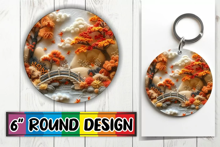 Spring Landscape 3D Sublimation Circle Kaychain Beauty